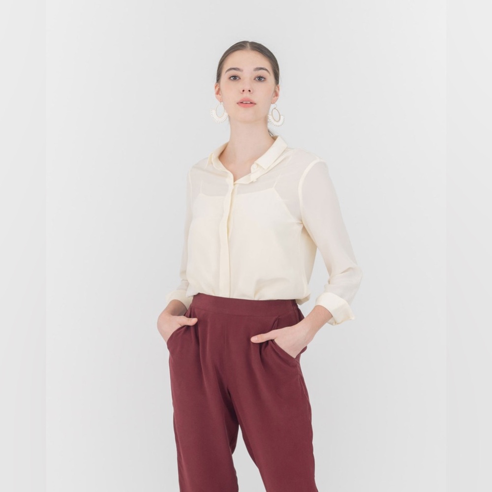 Grana Silk Long Sleeve Shirt | Off White